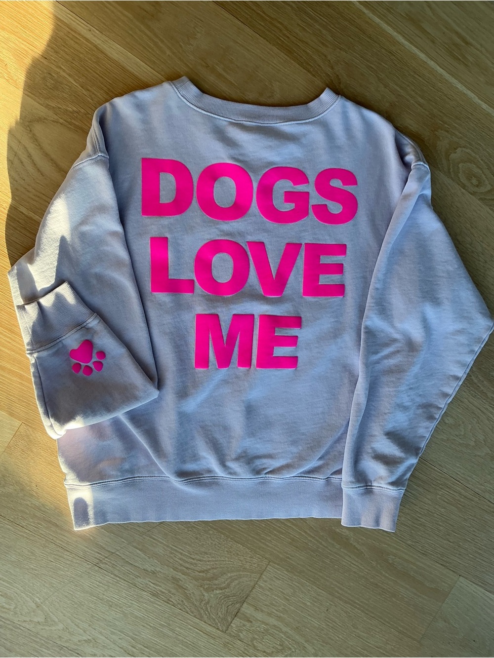 WildFox "Dogs Love Me" Pale Lavender Cozy Cotton Crewneck Sweatshirt Size Med